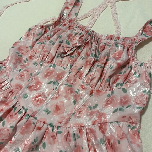 Cider Pink Floral Mini Milkmaid Dress - Picture 4 of 6
